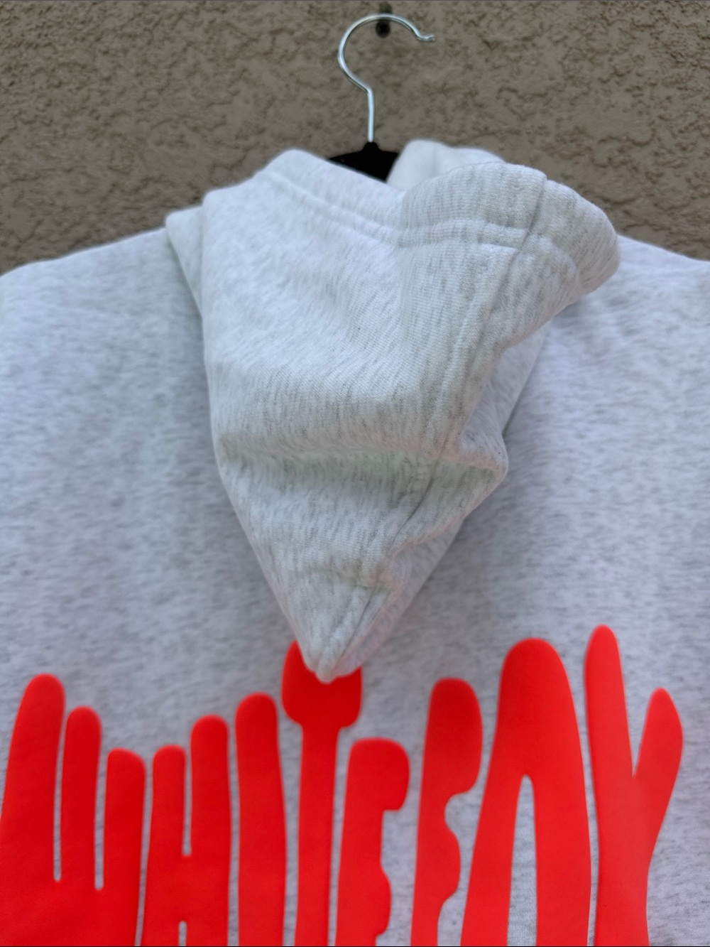 White Fox Boutique Gray Hoodie with Neon Coral Back Graphic - Picture 6 of 15